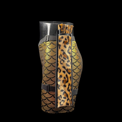 Handmade large bamboo rave fan with holster - Brocade Queen