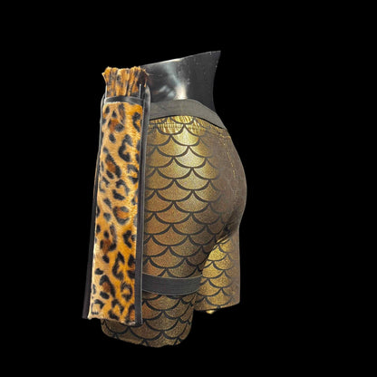 Handmade large bamboo rave fan with holster - Brocade Queen