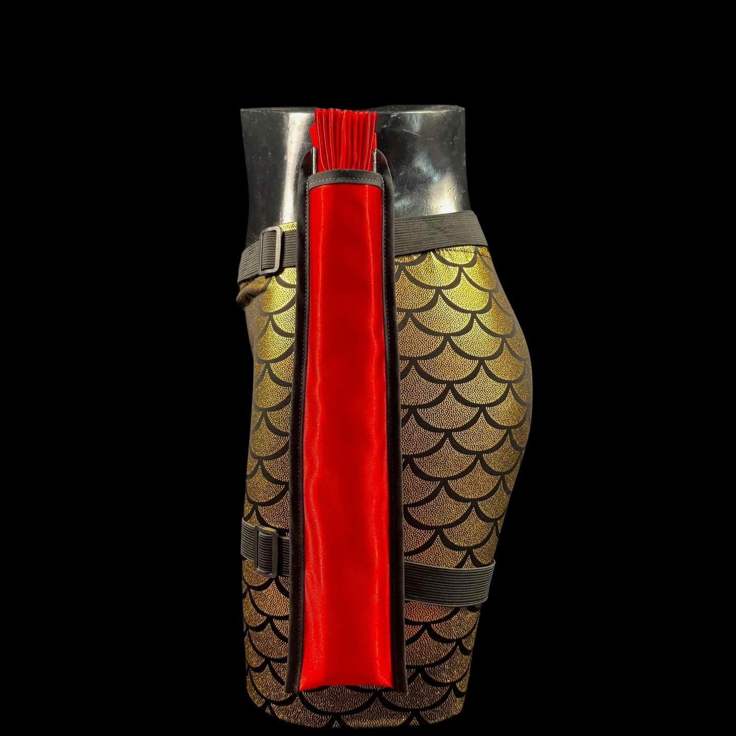 Handmade large bamboo rave fan with holster - Brocade Queen