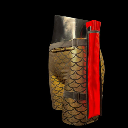 Handmade large bamboo rave fan with holster - Brocade Queen