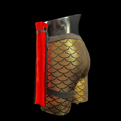 Handmade large bamboo rave fan with holster - Brocade Queen