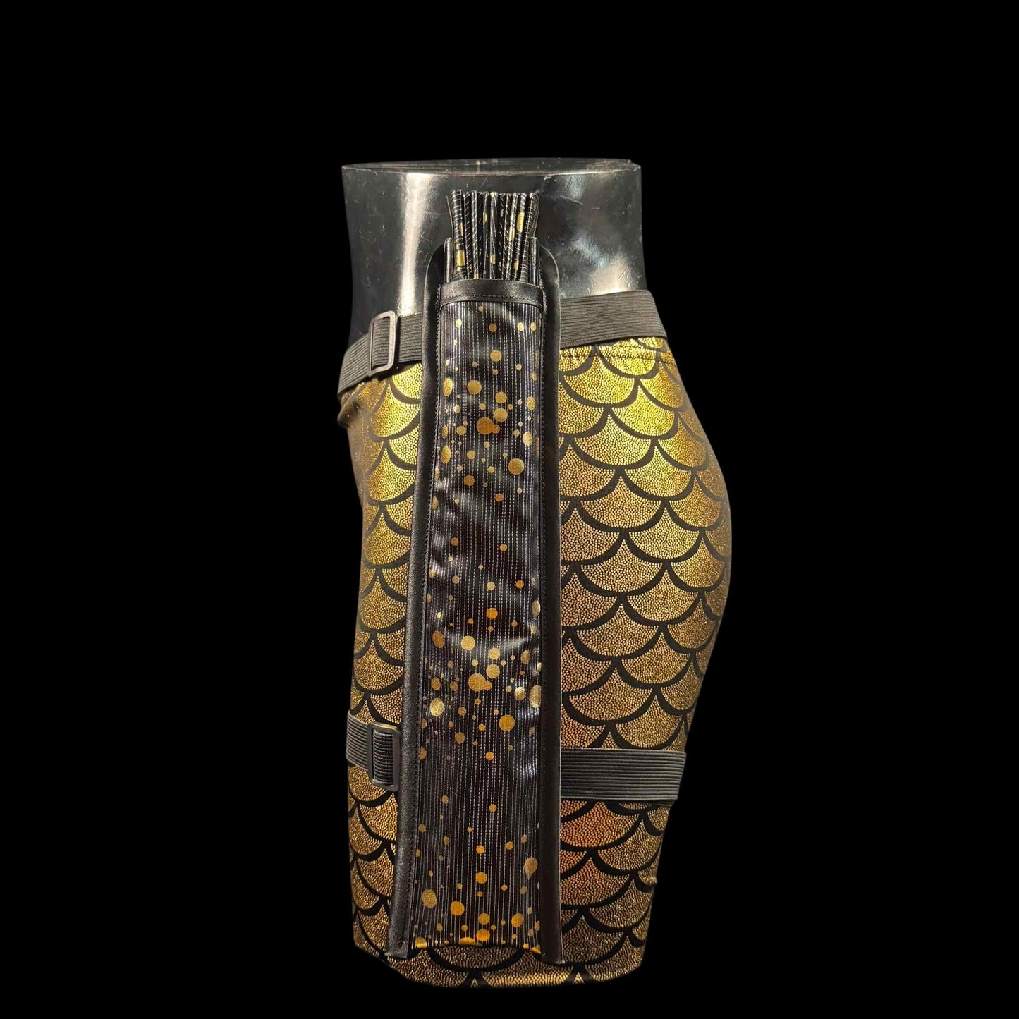 Handmade large bamboo rave fan with holster - Brocade Queen