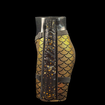 Handmade large bamboo rave fan with holster - Brocade Queen