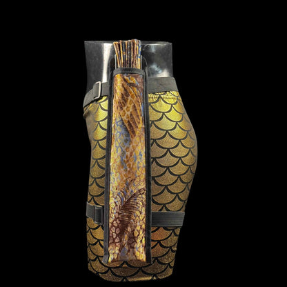 Handmade large bamboo rave fan with holster - Brocade Queen