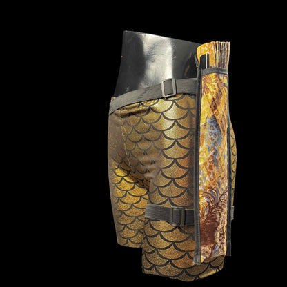 Handmade large bamboo rave fan with holster - Brocade Queen