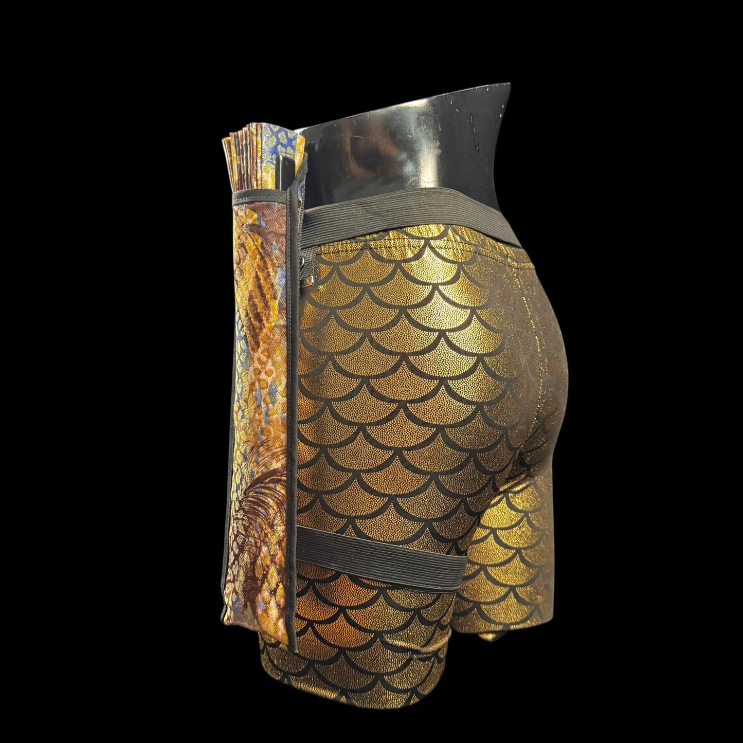 Handmade large bamboo rave fan with holster - Brocade Queen