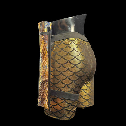 Handmade large bamboo rave fan with holster - Brocade Queen