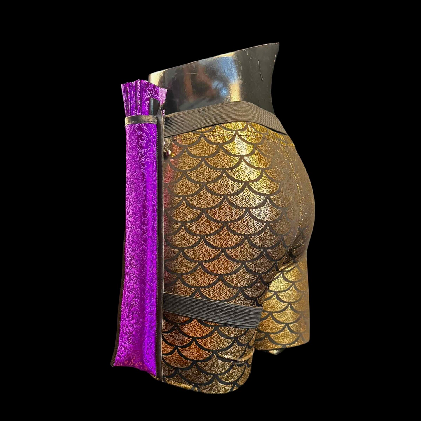 Handmade large bamboo rave fan with holster - Brocade Queen