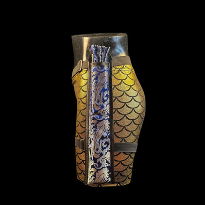 Handmade large bamboo rave fan with holster - Brocade Queen