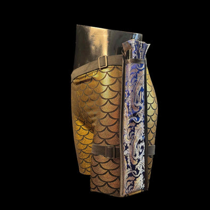 Handmade large bamboo rave fan with holster - Brocade Queen