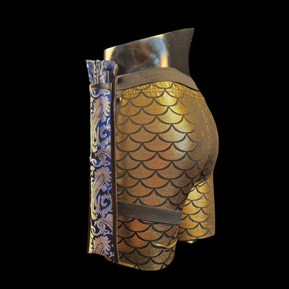 Handmade large bamboo rave fan with holster - Brocade Queen