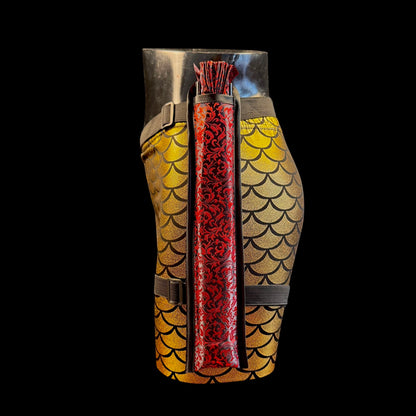 Handmade large bamboo rave fan with holster - Brocade Queen