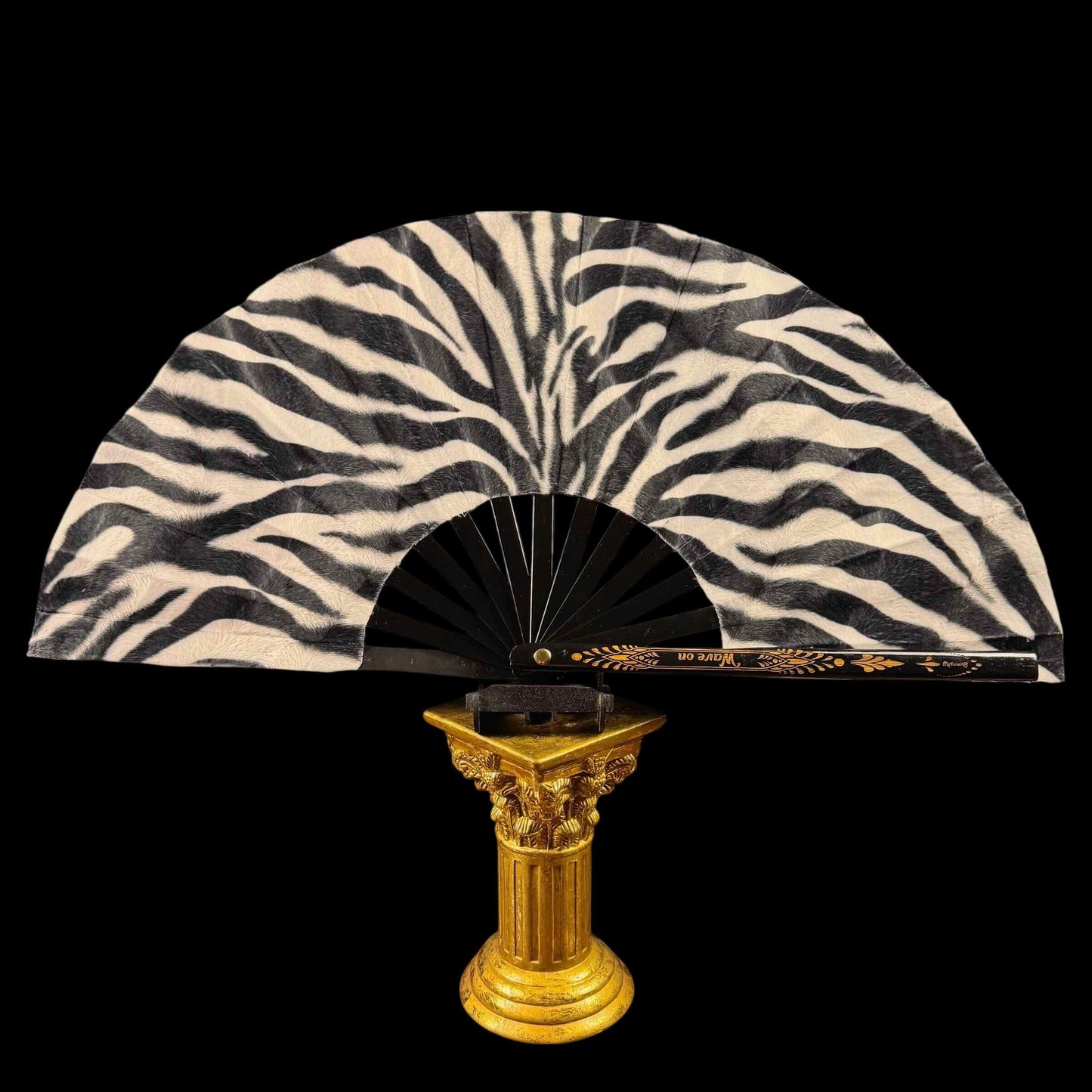 Handmade large bamboo rave fan with holster - Brocade Queen