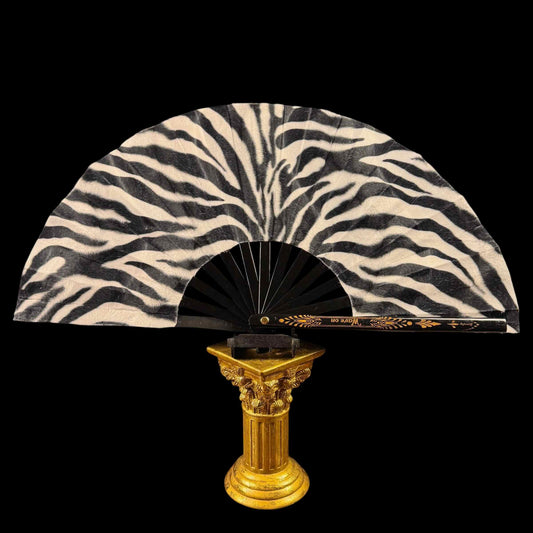 Handmade large bamboo rave fan with holster - Brocade Queen