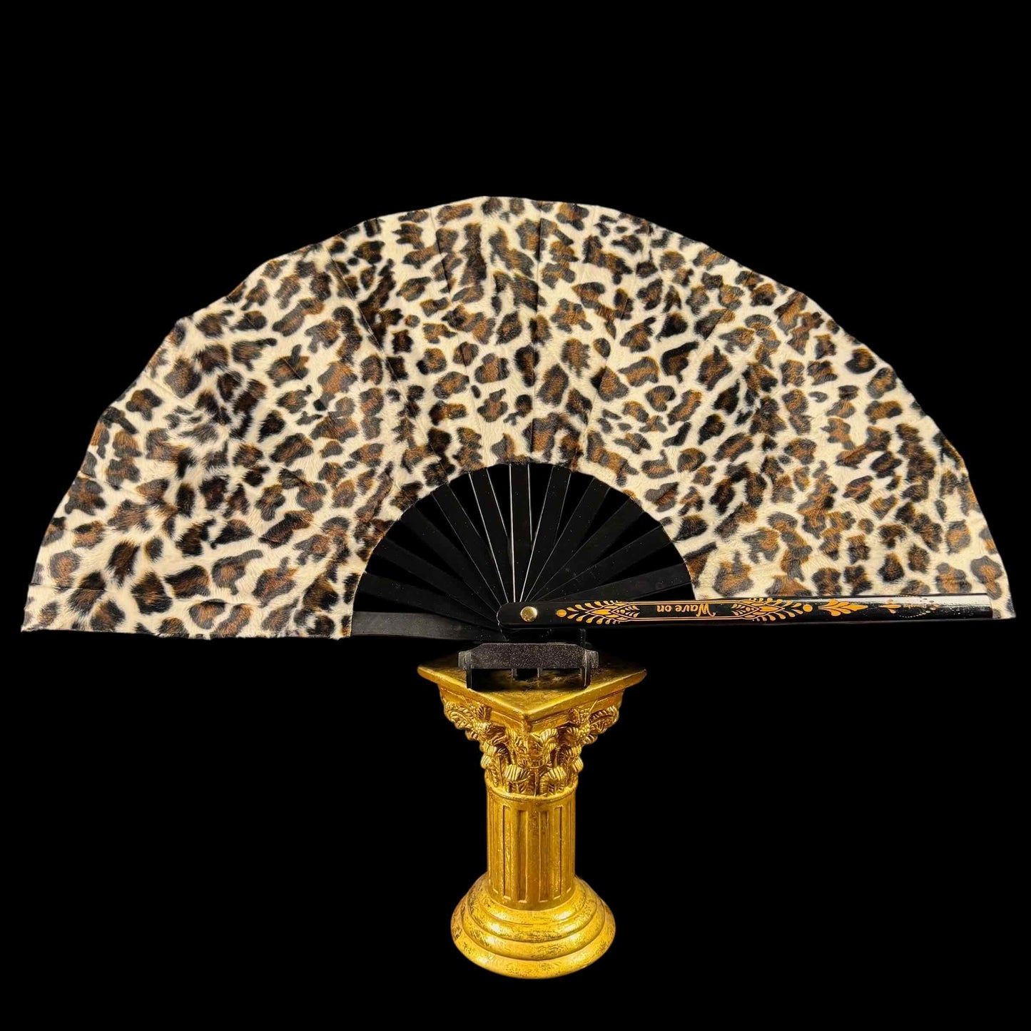 Handmade large bamboo rave fan with holster - Brocade Queen