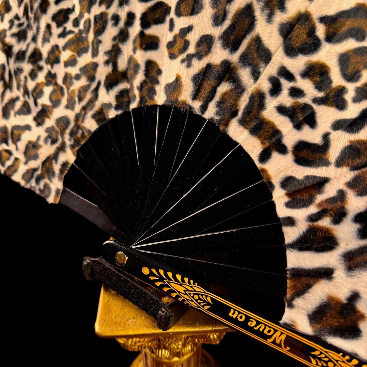 Handmade large bamboo rave fan with holster - Brocade Queen