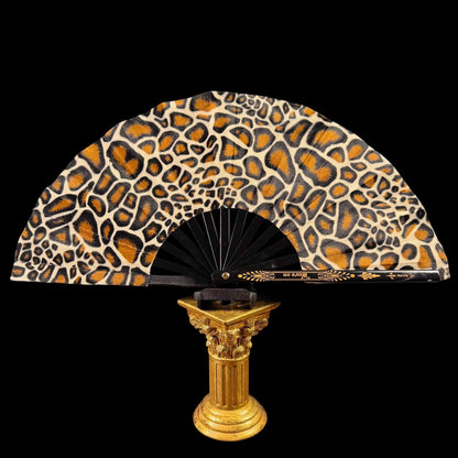 Handmade large bamboo rave fan with holster - Brocade Queen