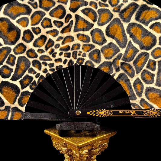 Handmade large bamboo rave fan with holster - Brocade Queen