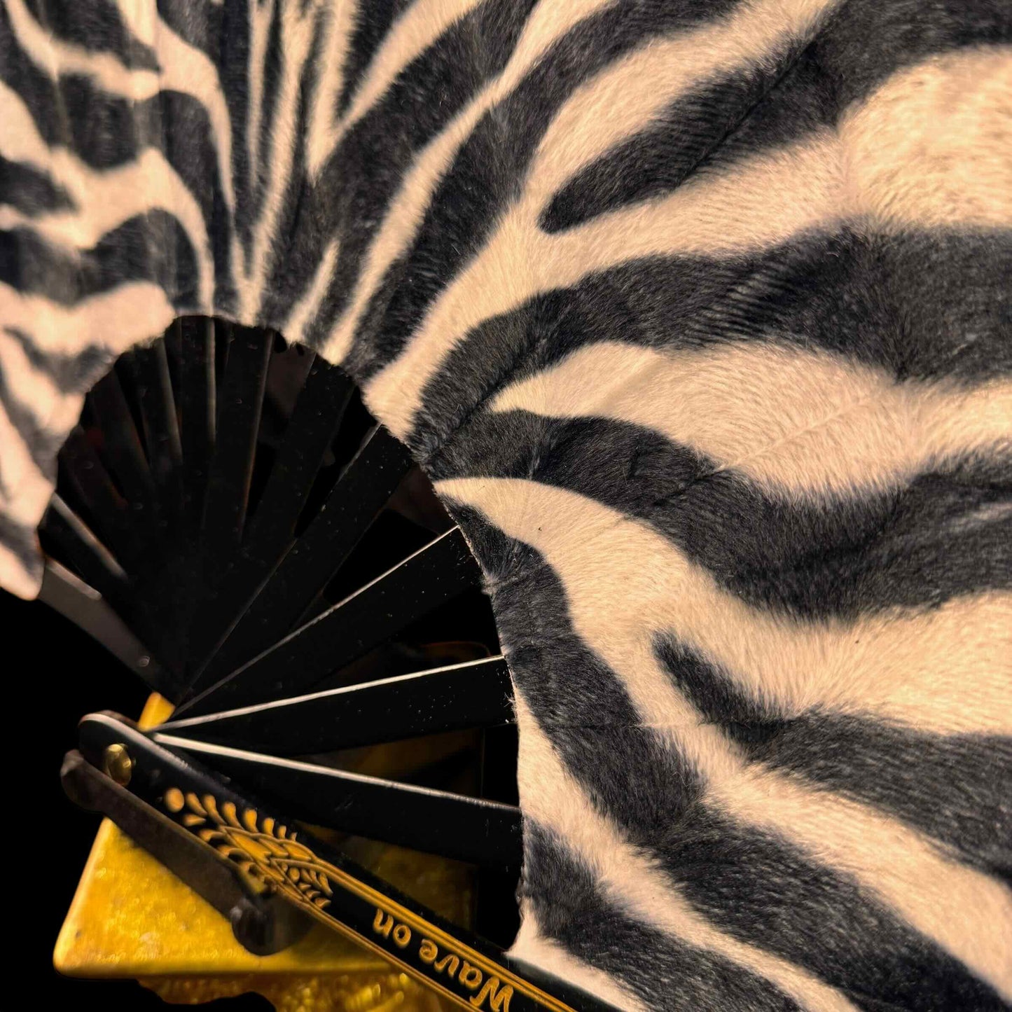 Handmade large bamboo rave fan with holster - Brocade Queen