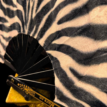 Handmade large bamboo rave fan with holster - Brocade Queen