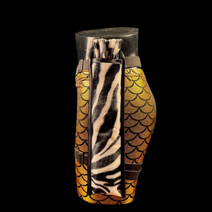 Handmade large bamboo rave fan with holster - Brocade Queen