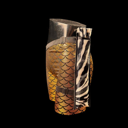 Handmade large bamboo rave fan with holster - Brocade Queen