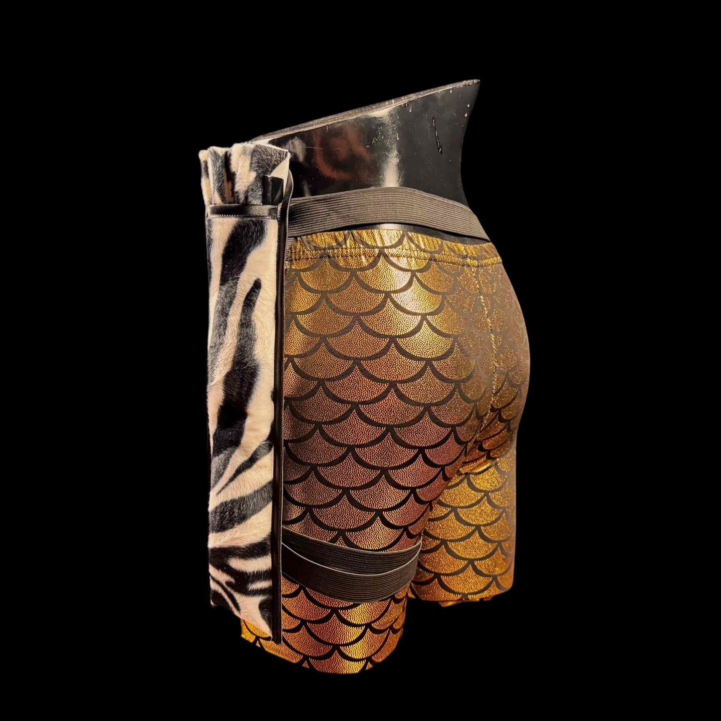 Handmade large bamboo rave fan with holster - Brocade Queen