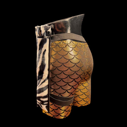 Handmade large bamboo rave fan with holster - Brocade Queen