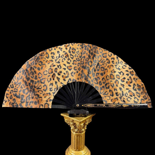 Handmade large bamboo rave fan with holster - Brocade Queen