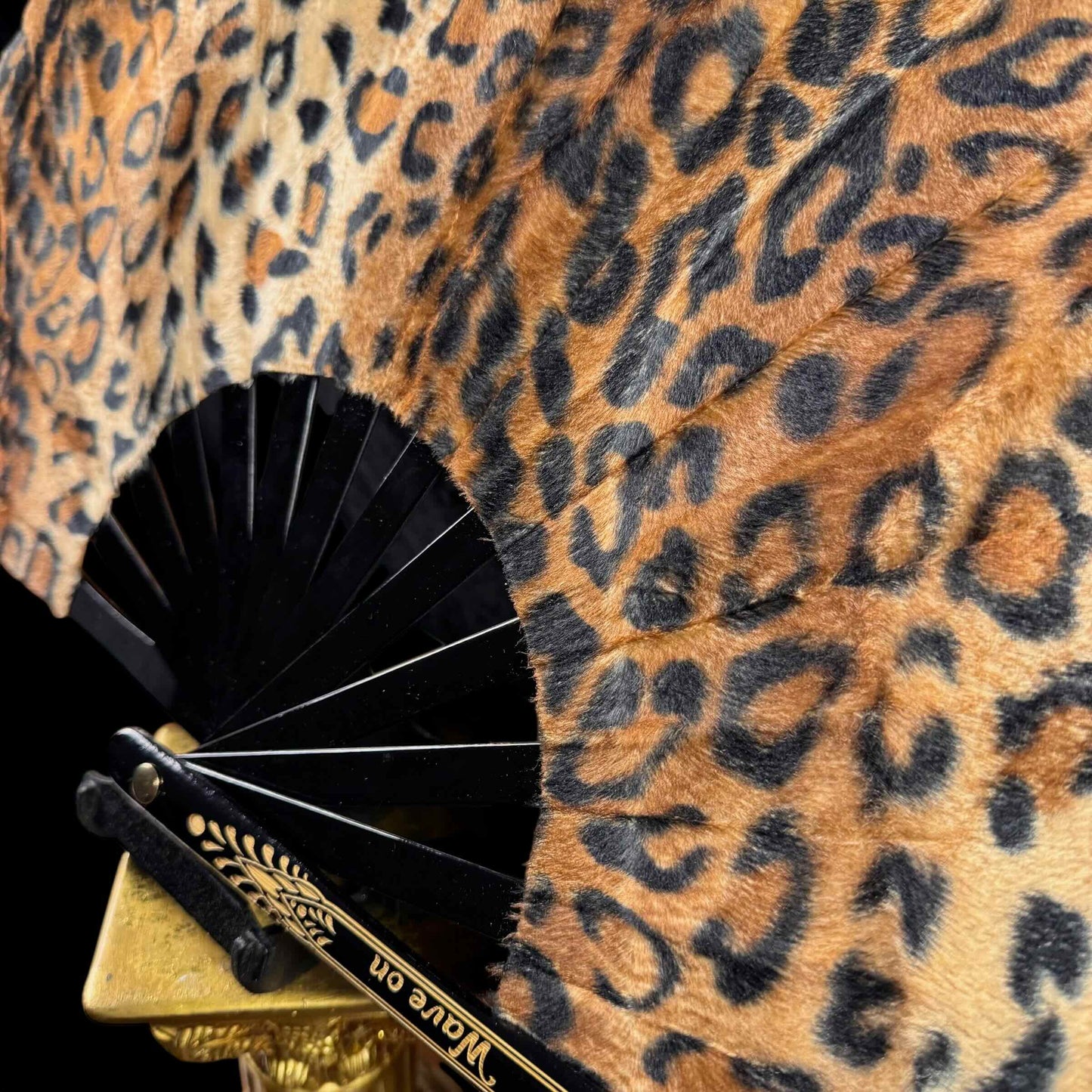 Handmade large bamboo rave fan with holster - Brocade Queen