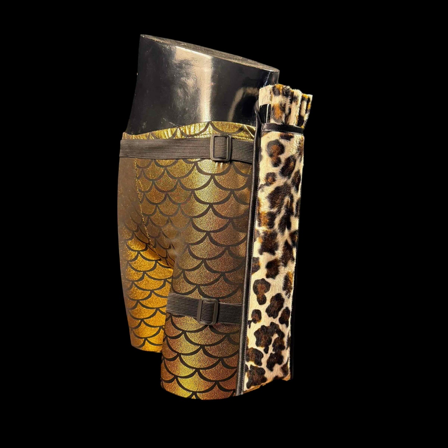 Handmade large bamboo rave fan with holster - Brocade Queen