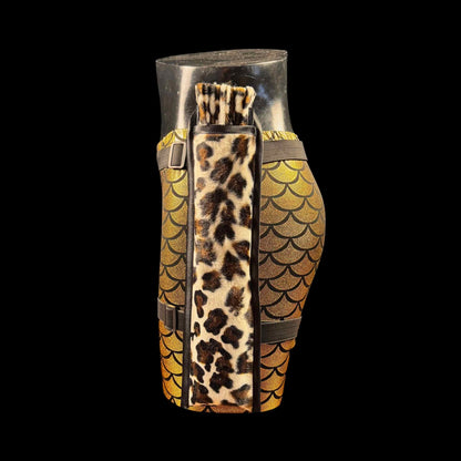 Handmade large bamboo rave fan with holster - Brocade Queen