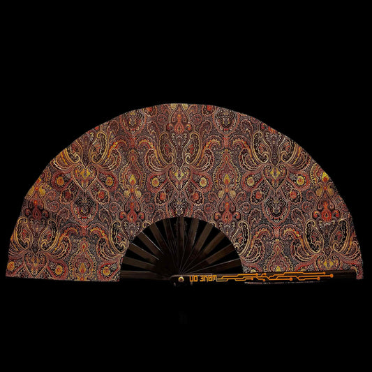Handmade large bamboo rave fan with holster - Brocade Queen