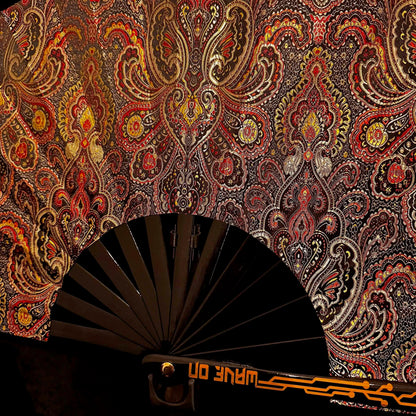 Großer handgefertigter Bambus Rave Fächer mit Holster - Swooshy Royal non-plus-ultra