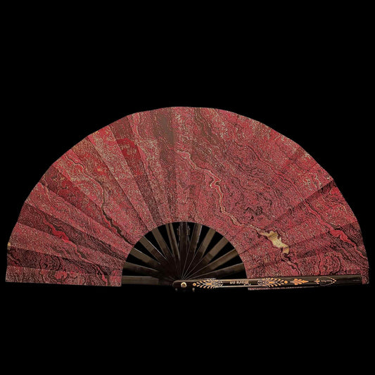 Handmade large bamboo rave fan with holster - Brocade Queen