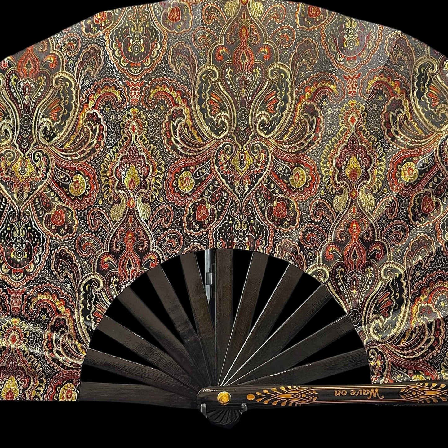 Großer handgefertigter Bambus Rave Fächer mit Holster - Swooshy Royal non - plus - ultra - Fanmans Fanshop