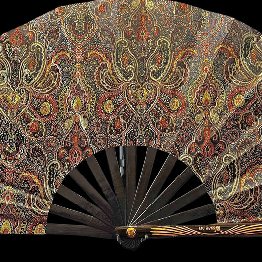 Kleiner 28cm handgefertigter Bambus Rave Fächer mit Holster - Swooshy Royal non - plus - ultra - Fanmans Fanshop