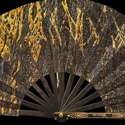 Handmade large 35cm bamboo rave fan with holster - Empress of wind