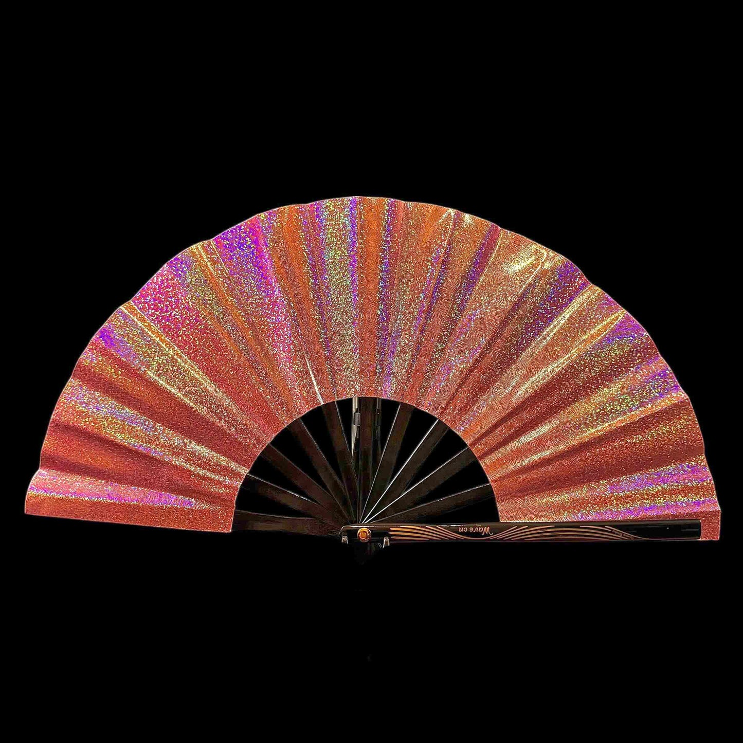 Kleiner 28cm schillernder Bambus Rave Fächer - Iridescent pink