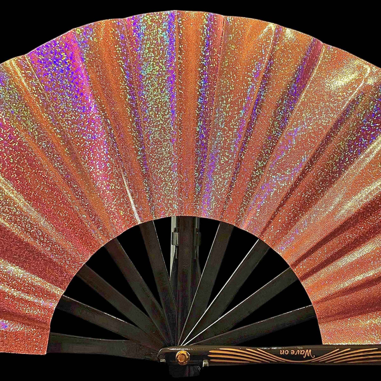 Kleiner 28cm schillernder Bambus Rave Fächer - Iridescent pink