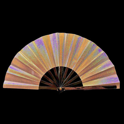 Kleiner 28cm UV reaktiver Bambus Rave Fächer - Iridescent purple