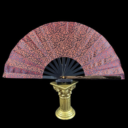 Handmade large bamboo rave fan with holster - Brocade Queen