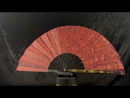 Handmade large bamboo rave fan with holster - Brocade Queen