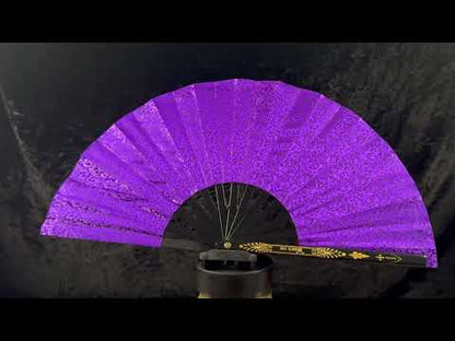 Handmade large bamboo rave fan with holster - Brocade Queen
