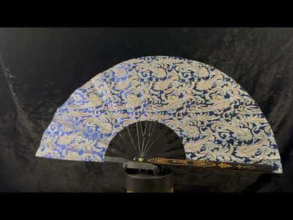 Handmade large bamboo rave fan with holster - Brocade Queen