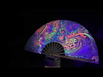 Handmade large bamboo rave fan with holster - Brocade Queen