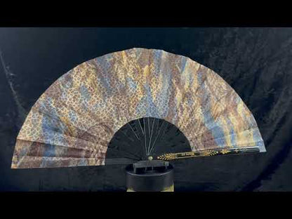 Handmade large bamboo rave fan with holster - Brocade Queen